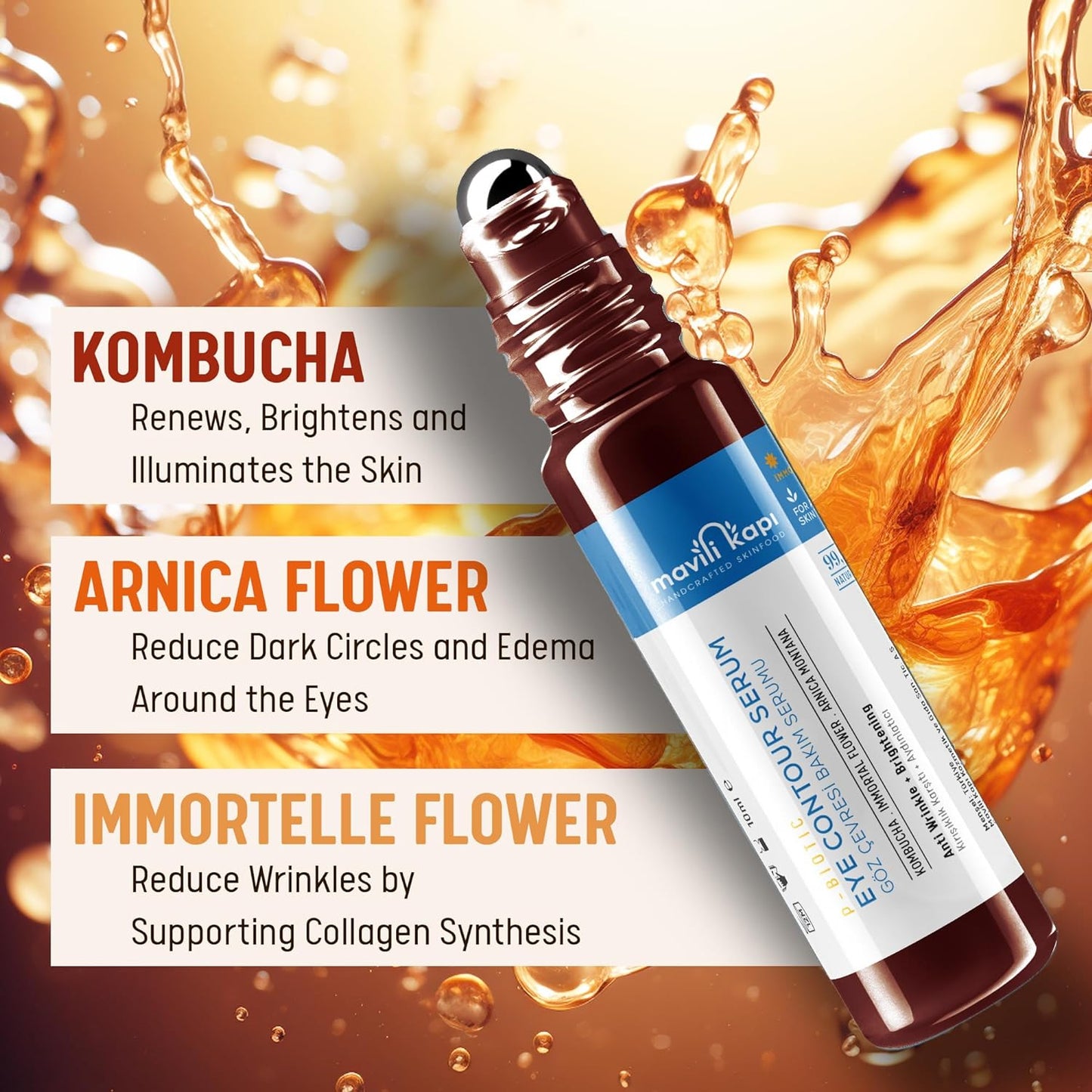 EYE CONTOUR SERUM - 99.99% Natural - Anti-Wrinkle - Reduce Dark Circles - Deep Moisturizing - 10ml